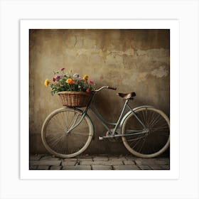 Vintage Bicycle With Flowers Art Print