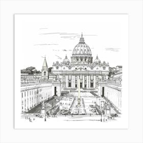 A Vatican City In Rome Hand Drawn Sketch Illustr 1719920099 3 Art Print