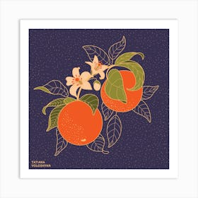 Orange Branch Square Art Print