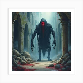 Horror Fiend In A Watercolor Eerie Ruins Of An Old Castle 1 Art Print