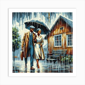 a walk in rainy day Art Print