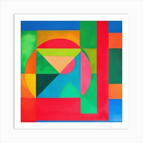 Modern Geometric Vibrant Watercolor Painting Art Print