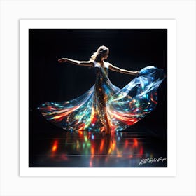 Holographic Dance - Dancer In Light Dress Art Print