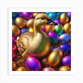 Golden Goose with Colorful Golden Eggs Art Print