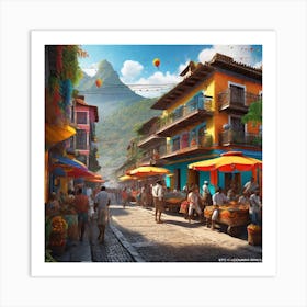 Street Scene In Colombia Art Print