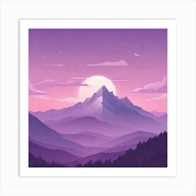 Misty mountains background in purple tone 36 Art Print