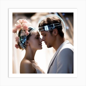 Futuristic Bride And Groom Art Print