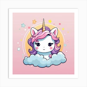 Unicorn On The Cloud Art Print