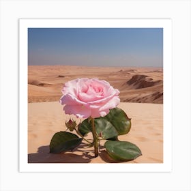 Pink Rose In The Desert Art Print