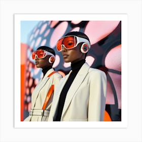 Two Women Wearing Goggles Art Print