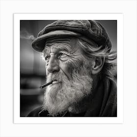 Old Man Smoking A Cigarette Art Print