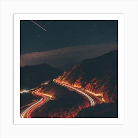 Highway At Night Art Print