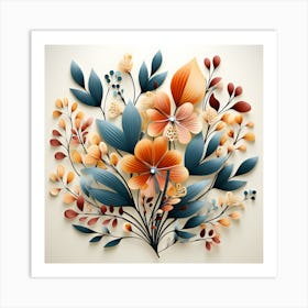 Autumn Leaf & Floral 3D Wall Art | Handmade Paper Botanical Sculpture | Nature-Inspired Decor for Home Art Print