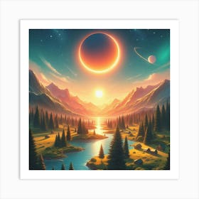 Moon Over The Valley Art Print