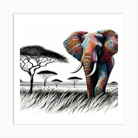 Illustration Elephant 1 Art Print