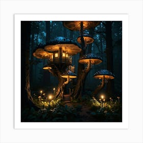 Mushroom House In The Forest Art Print