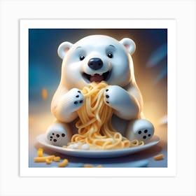 Polar Bear Eating Pasta Art Print