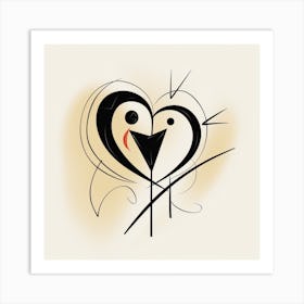 Dolphin Heart Abstract Art Print