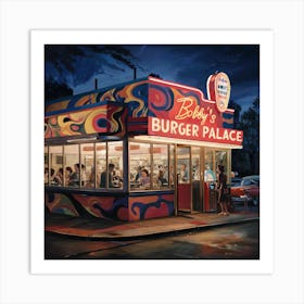 1950's Vintage Burger Joint Abstract Patterns Art Print Art Print