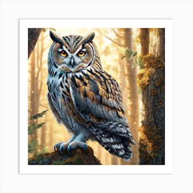 Owl In The Woods 53 Art Print