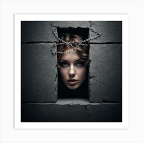 Woman Looking Out Of A Window Art Print