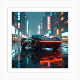 Elegant Flying Car With Futuristic Design, Cruising Through A Glowing City 1 Art Print