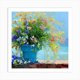 Flowers In A Blue Vase 1 Art Print