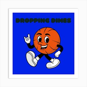 Retro Basketball Kids Blue Art Print