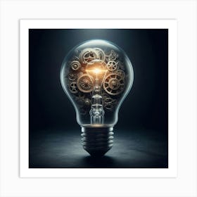 Light Bulb With Gears Art Print