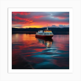 Sunset On A Ferry Boat 1 Art Print