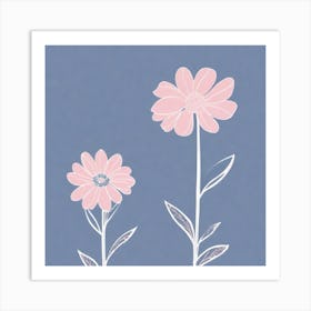 A White And Pink Flower In Minimalist Style Square Composition 484 Art Print