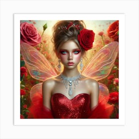 Fairy Girl In Red Dress 1 Art Print