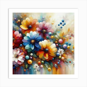 Flowers oil painting abstract painting art 5 Art Print