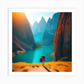 Traveler In The Mountains Art Print