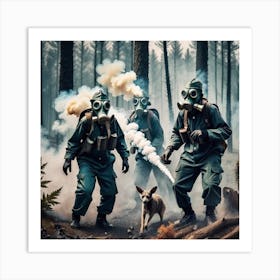 Gas Masks In The Forest 13 Art Print