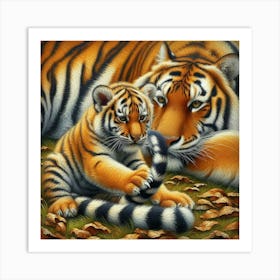 Tiger And Cub Art Print