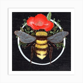 Poppy Bee Square Art Print