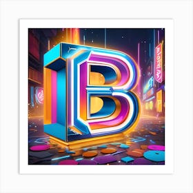 Neon Letter B 1 Art Print