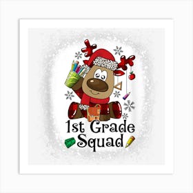 Bleached 1st Grade Squad Reindeer Family Matching Christmas Art Print