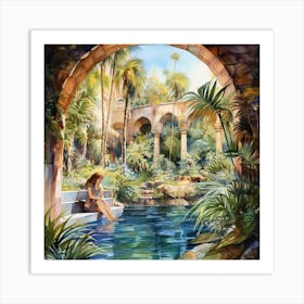 Girl By The Pool 2 Art Print