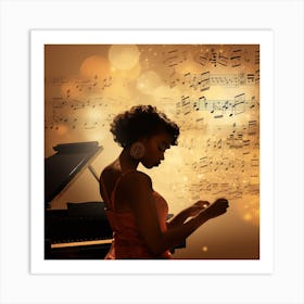 Young Woman Playing Piano Art Print