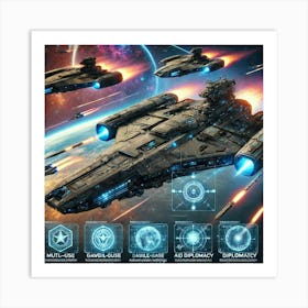 A Futuristic Sci Fi Scene Featuring Guardian Class Cruisers Art Print