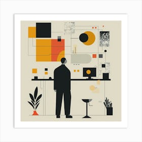 Illustration Of A Man At Work 1 Art Print