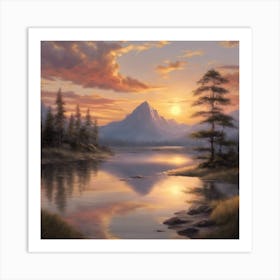 Sunset By The Lake Art Print