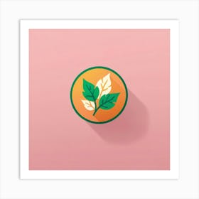 Leaf On A Pink Background Art Print Art Print