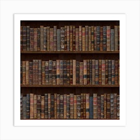 Old Bookshelf Orderly Antique Books Art Print