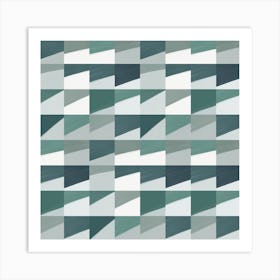 Mid Century Grid Pattern Seven Square Art Print