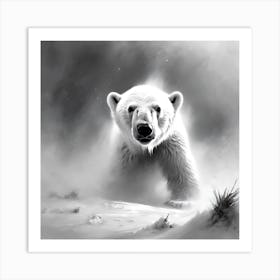 Bear Cub in Flurry of Snow Art Print