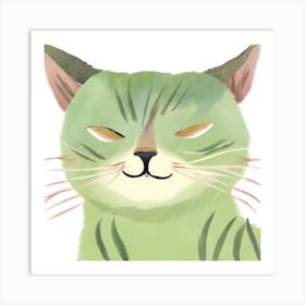 Green Cat Art Print