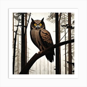 Owl In The Woods 12 Art Print